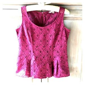 Donated 1/5 - Cabi XS Boysenberry Lace peplum top
